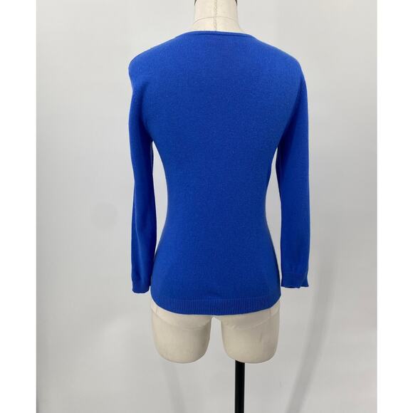 Lauren Ralph Lauren Sweater Top Silk Cashmere Button Up V Neck Blue Womens XS - Picture 6 of 8